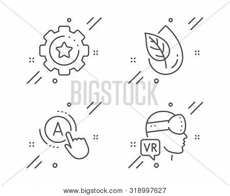 Ab Testing, Settings Gear And Organic Product Line Icons Set. Augmented Reality Sign. A Test, Techno