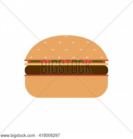 Fast Food Burger Flat Isolated 2d Vector.