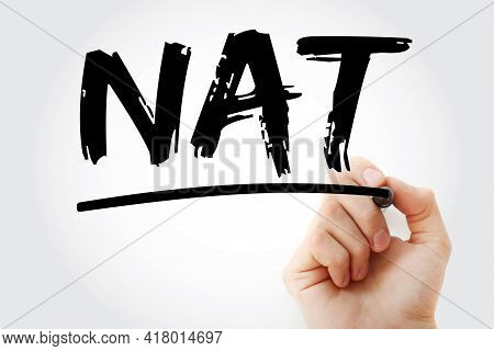 Nat - Network Address Translation Acronym With Marker, Technology Concept Background