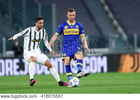 Torino, Italy. 21 April 2021. Jasmin Kurtic Of Parma Calcio  During The Serie A Match Between Juvent