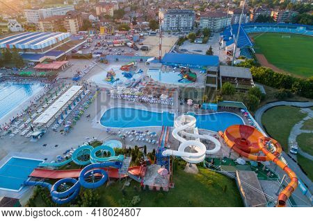 Jagodina drone view, Serbia aerial photo. Summer day