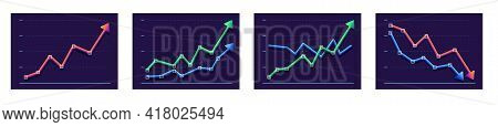 Abstract Chart With Two Arrows Moving Up And Down. Profit Growt