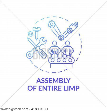 Entire Limb Assembly Concept Icon. Manufacturing Step Idea Thin Line Illustration. Prosthetic Compon