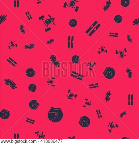 Set Helmet, Atv Motorcycle, Ski Goggles And And Sticks On Seamless Pattern. Vector