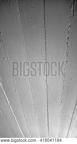 Textured White Painted Concrete Surface With Lines Formed By Casting Using Wooden Planks