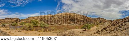Panorama Of Kuiseb River In Namibia With Much Water After Heavy Rainfalls, Namib-naukluft National P
