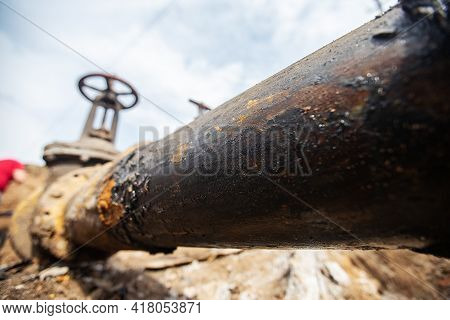 Emergency Services, The Repair Team Provides Safety During The Replacement Of Pipes, Old Communicati