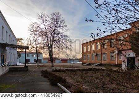 The Village Of Khanskaya. Russia. Winter 2020. Maikop Polytechnic Technical School. One Of The Build