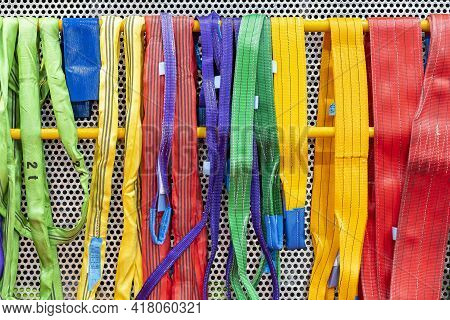 Various Multi Color Such As Red Green Yellow Blue Purple Violet Gray Brown Of Flat Webbing Sling Or 