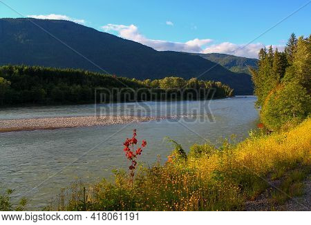 Wonderful Skeena River In A Valley Near Terrace, British Columbia, Canada