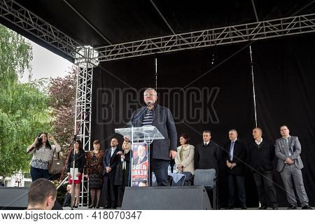 Vrsac, Serbia - April 10, 2016: Vojislav Seselj, Leader Of The Serbian Radial Party (srs) Talking Du