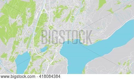 Urban Vector City Map Of Lugano, Switzerland, Europe