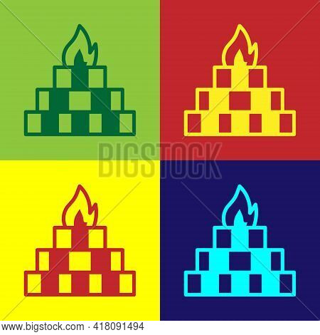 Pop Art Yagna Icon Isolated On Color Background. Vector