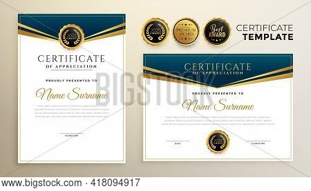 Stylish Certificate Of Apreciation Template Set Of Two