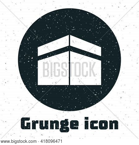 Grunge Kaaba Mosque Icon Isolated On White Background. Kaaba Hajj Mecca Pray Pilgrimage Ramadan Isla
