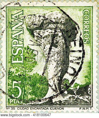 Spain - Circa 1967: A Stamp Printed In Spain Shows La Ciudad Encantada Cuenca Circa 1967
