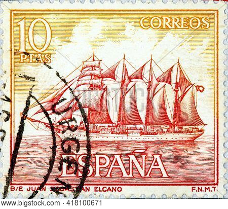 Spain - Circa 1964: A Stamp Printed In The Spain Shows, From The Series Tribute To The Spanish Navy,