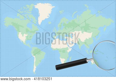 Map Of The World With A Magnifying Glass On A Map Of Vanuatu Detailed Map Of Vanuatu And Neighboring