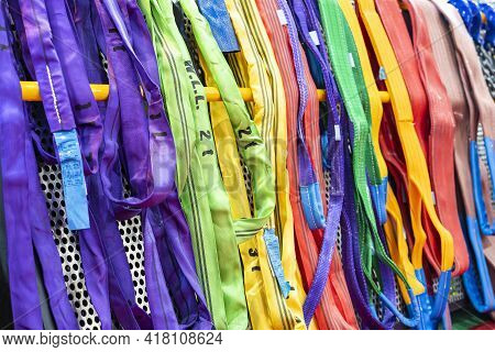 Various Multi Color Such As Red Green Yellow Blue Purple Violet Gray Brown Of Flat Webbing Sling Or 