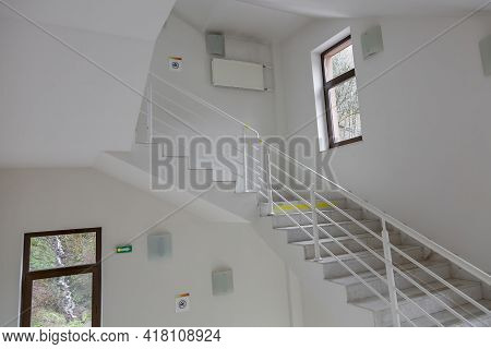 Stone Staircase Between Floors In A Modern Hotel