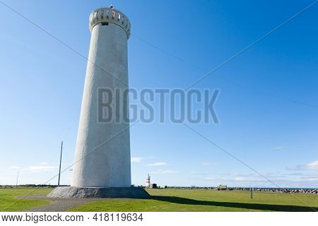 The Old Lighthouse In Gardur At Reykjanes Peninsula Iceland