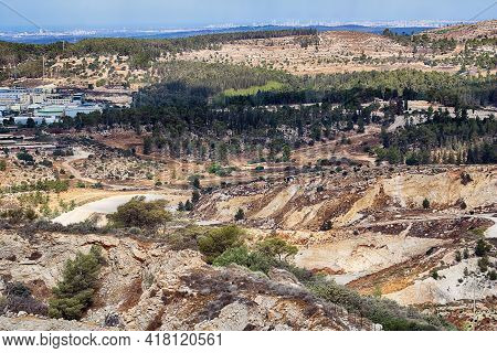 Panorama Of Surrounds Of Beit Shemesh With Industrial Buildings And Beautiful Hills, Israel