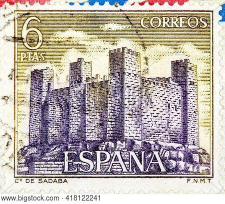 Spain - Circa 1970: A Stamp Printed In The Spain Shows Sadaba Castle, Aragon, Middle Ages Castle, Ci