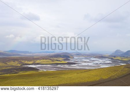 Landmannalaugar area landscape, Fjallabak Nature Reserve, Iceland. Colored mountains