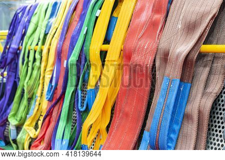 Various Multi Color Such As Red Green Yellow Blue Purple Violet Gray Brown Of Flat Webbing Sling Or 