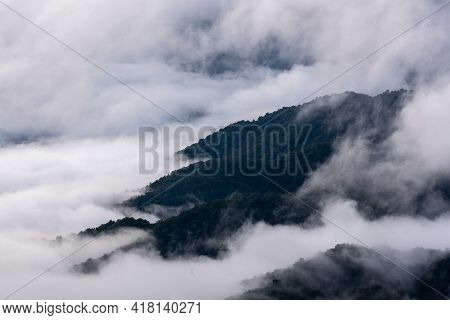 Fog Fills All The Crevaces Of Appalachian Mountains In Great Smoky Mountains National Park