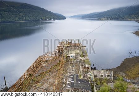 Pier Aerial View Above Loch Long At Arrochar