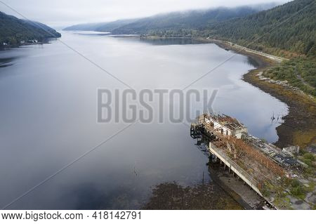 Pier Aerial View Above Loch Long At Arrochar
