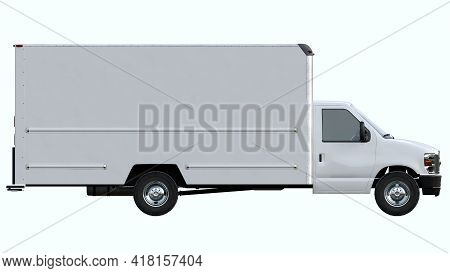 Commercial Land Vehicle Isolated On White Background. Side View. Delivery And Shipping Concept. 3d R
