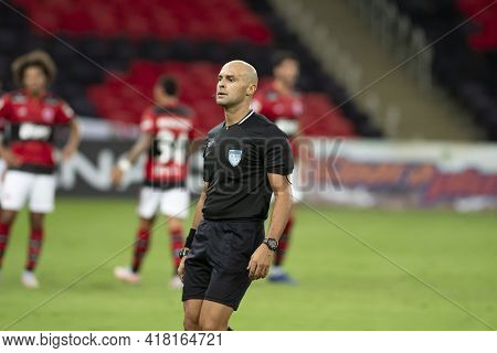Rio, Brazil - April 24, 2021: Grazianni Maciel Rocha Referee In Match Between Flamengo Vs Volta Redo