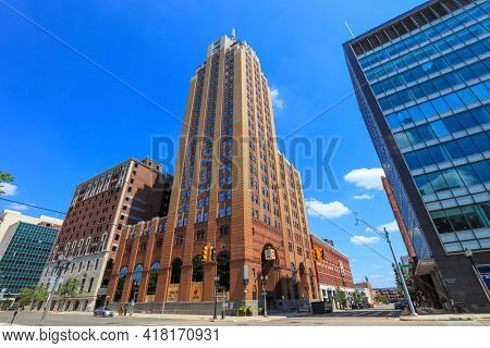 EAST LANSING, MI -22 AUGUST 2020 - Tall buildings in Lansing city, is fifth largest city in state of Michigan.
