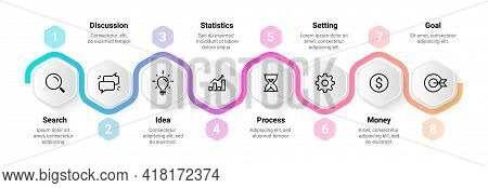 Timeline Infographic. Flowchart Sequence Design. Step Horizontal Diagram. Workflow Process Abstract 
