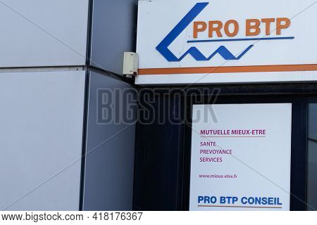 Bordeaux , Aquitaine France - 04 15 2021 : Pro Btp Office Logo Sign And Brand Text Of Local Agency O