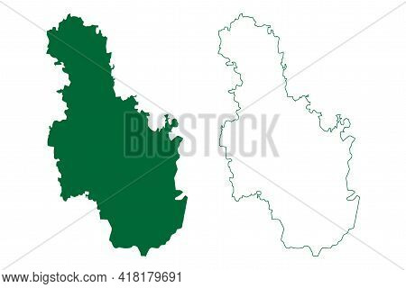 Ramanagara District (karnataka State, Republic Of India, Bangalore Division) Map Vector Illustration