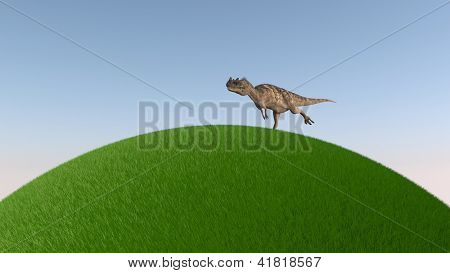 einsame Cerantosaurus auf grünen Planeten