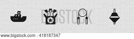 Set Toy Boat, Jack In The Box Toy, Jump Rope And Whirligig Icon. Vector