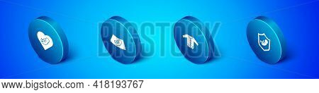 Set Isometric Baby Inside Heart, Clothes, On Shield And Ultrasound Of Baby Icon. Vector