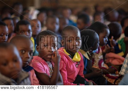 Afro-descendent Children Are Attending A Rural School In Malawi.