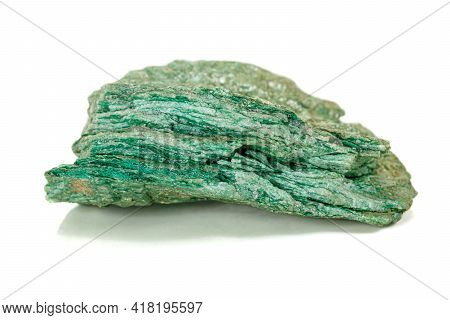 Macro Stone Mineral Actinolite On A White Background
