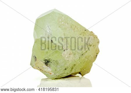 Macro Stone Mineral Datolite On A White Background