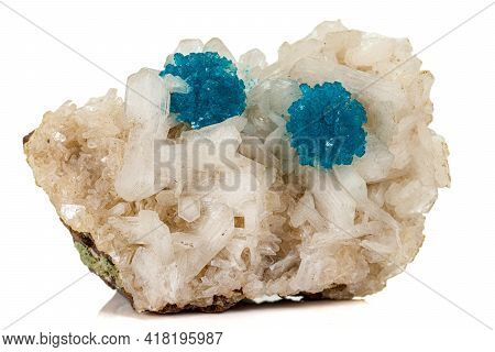 Macro Stone Mineral Cavansite On White Background
