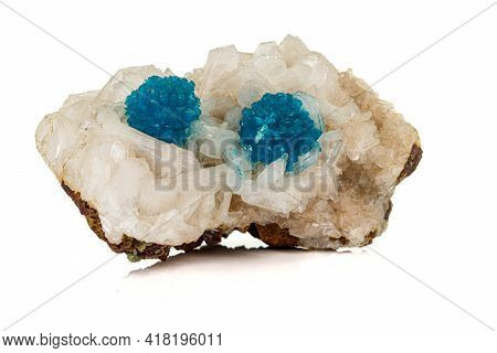 Macro Stone Mineral Cavansite On White Background