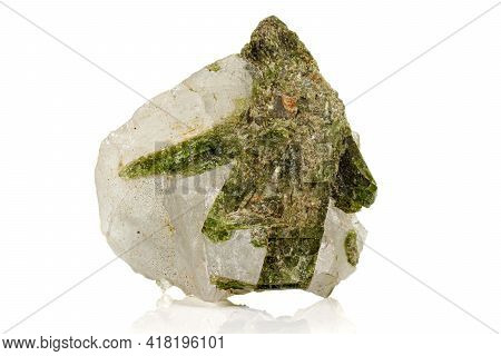 Macro Stone Mineral Datolite On A White Background