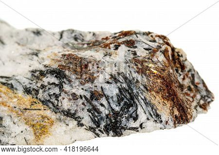 Macro Stone Astrophyllite Mineral On White Background