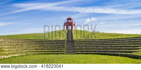 Panorama Of The Red Tower And Amphitheater In Reiderwolde, Netherlands