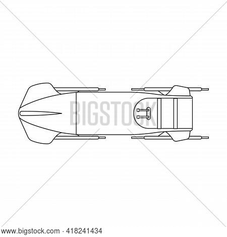 Bobsled Vector Outline Icon. Vector Illustration Bobsleigh On White Background. Isolated Outline Ill